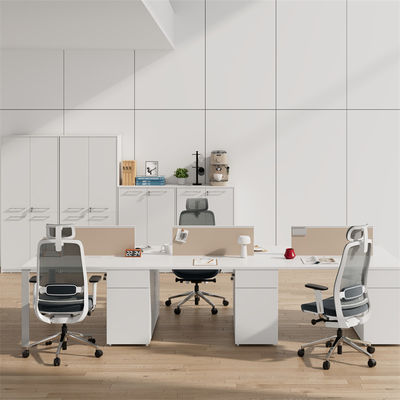 Modern 4 Person Office Workstation Table With Metal Leg