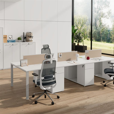 Modern 4 Person Office Workstation Table With Metal Leg