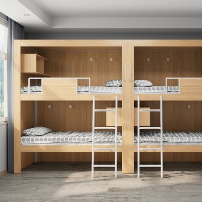 4000 X 900 X 2400mm Wooden Color Fashion Bunk Bed For Youth Hostel Support customization