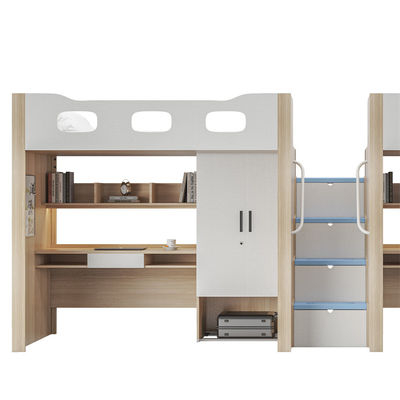 Bedroom Furniture Metal Bunk Bed With Desk Wooden Post Support customization