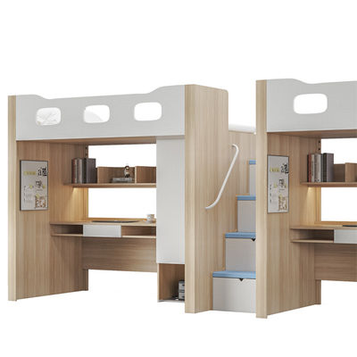 Bedroom Furniture Metal Bunk Bed With Desk Wooden Post Support customization
