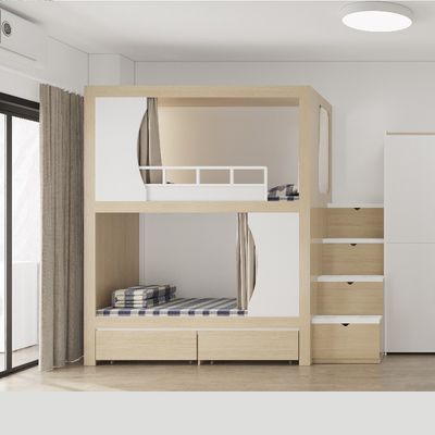 Customization Multifunctional Single Capsule Pod Twin Loft School Dormitory Bunk Bed With Stairs Desk And Underneath Slide