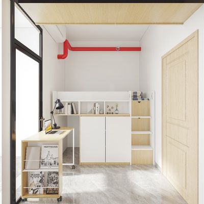 Twin Wooden Loft Bed With Wardrobe For High School 2000 X 1200 X 2120mm Support customization