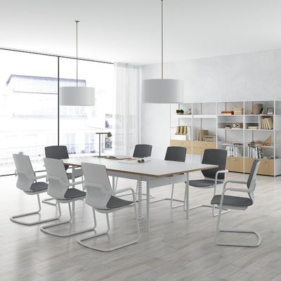 satın al Yüksek dayanıklılık ve beyaz çelik ayakları ile özelleştirilebilir Snow White Konferans Masası online manufacture