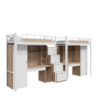 Support customization Apartment Bed With Non-Slip Silent Storage Ladder And Storage Cabinets And Bed Curtains