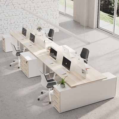 satın al Sekiz kişilik personel masası, MFC Ahşap tarzı yan masa seçeneği ile ayrı ekran ve dosya dolapları ile Destek özelleştirme online manufacture
