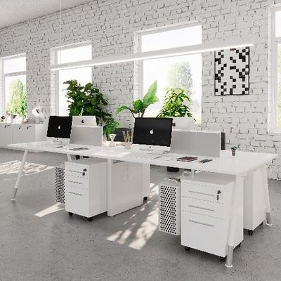 satın al Beyaz Dört kişilik personel masası Ekran bölücü depolama dolabı ve ana bilgisayar rafı özelleştirme desteği online manufacture