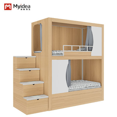 Customization Multifunctional Single Capsule Pod Twin Loft School Dormitory Bunk Bed With Stairs Desk And Underneath Slide