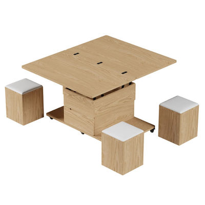 Contemporary  Lift-Top Foldable customization Coffee Table with 4 Stools & Storage for Living Room Furniture Use