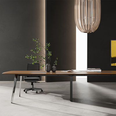 satın al Destek özelleştirme Modern Tasarım Karanlık Ahşap Taneler Konferans Masası Soğuk Çelik Bacaklı Ofis Mobilyaları Toplantı ve müzakere odaları için online manufacture