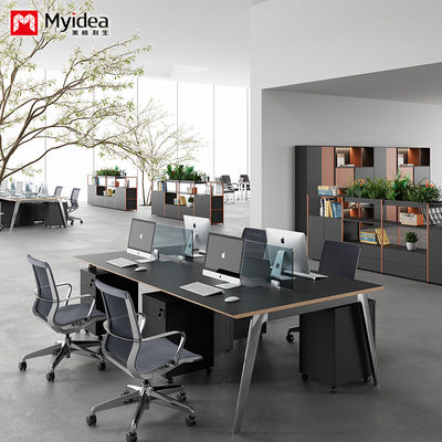 satın al Modern Dört Kişilik Ofis Masası özelleştirme Modüler Odun Masa Üstü Ofis Çağdaş Tasarımı İçin Alüminyum Alaşım Bacakları ile online manufacture