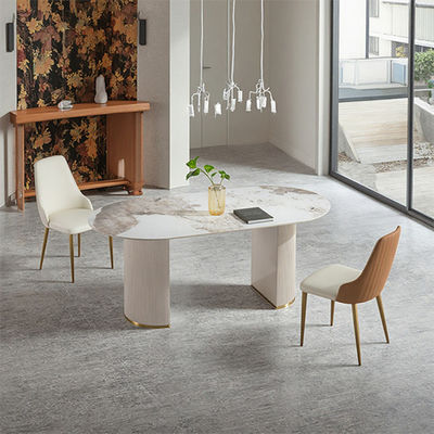 Support customization Italian Style Light Luxury Rock Slab Dining Table And Chair For Home Use, Small Apartment