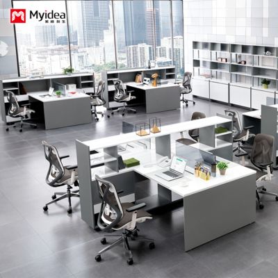 satın al özelleştirme büyük kapasiteli depolama dolaplı çalışma masası, 2 kişilik 4 kişilik ofis bilgisayar masası tasarımı, ekran bölme, personel masası online manufacture