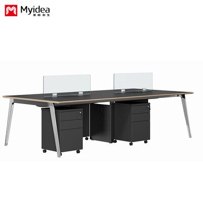 Customization the Staff Desk Is Simple and Modern, with 4 Manual Workstations,the Desk Is Neat and Practical, with a Screen