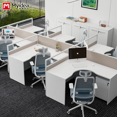 satın al Foshan Toptan Tek kişi L şeklinde personel Açık renkli ekran kartı yuvası Basit modern ekran masa ve sandalye kombinasyonu online manufacture