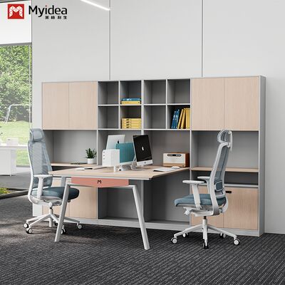 satın al Modern Ekoloji dostu ahşap personel masası kumaş ekranlı çelik ayaklı büyük depo dolabı bağımsız ofis mobilyaları online manufacture