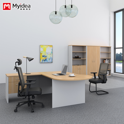 L-Shaped Executive Desk, Melamine Board Material, Spacious Corner Workstation for Office