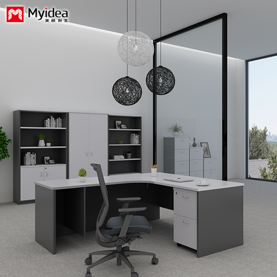 L-Shape Standing Computer Desk – Durable Melamine Laminate, Large Corner Desk for Business & Manager Office