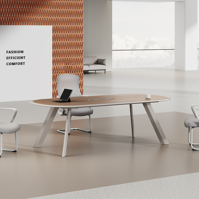 satın al PVC Vinil Lamine Yuvarlak Kenar Konferans Masası – Ofis Toplantı Odaları için Parlak Boyalı Yüzey online manufacture
