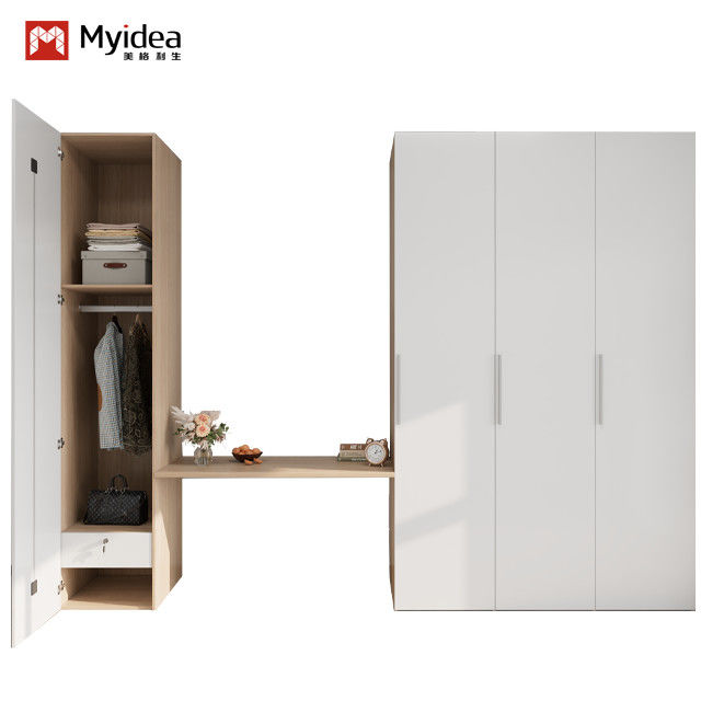 Contemporary customization Bedroom Furniture Modern Simple Design Metal Wardrobe With Hanging Rod Ample Storage Spaces Middle Desk Living Room