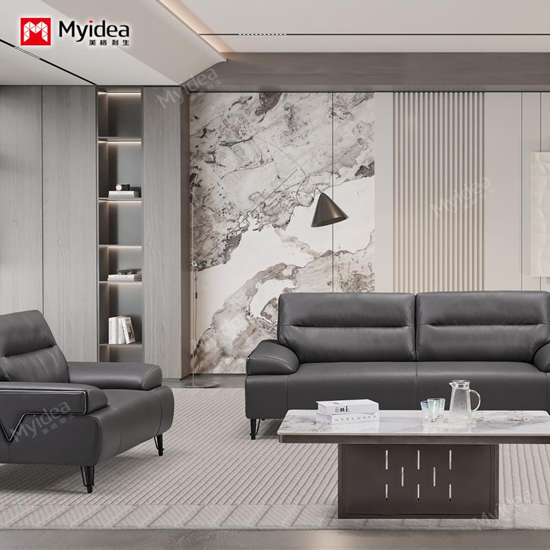 Modern Office Furniture Hotel Lobby CEO Room Reception Leather Office Sofa Set