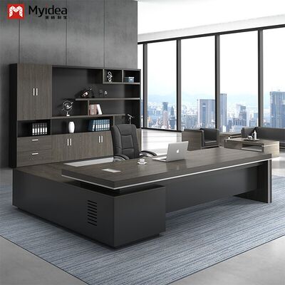 Büyük Kapasiteli Depolama Alt Dolabına Sahip Modern Çevre Dostu L Şekilli Yönetici Bilgisayar Masası